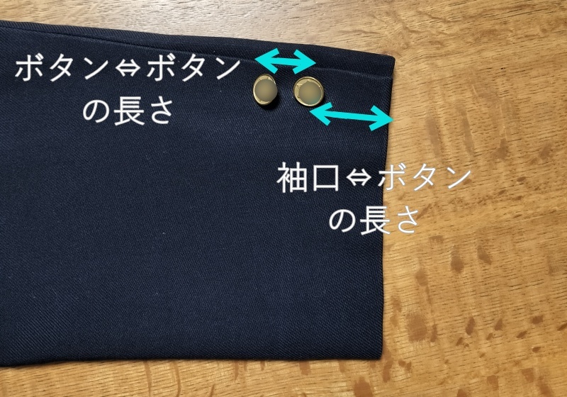 ブレザー袖口のボタン位置を計測する画像