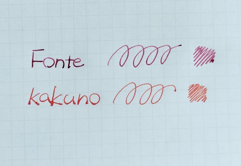 Fonte空色万年筆とkakunoの筆記比較画像